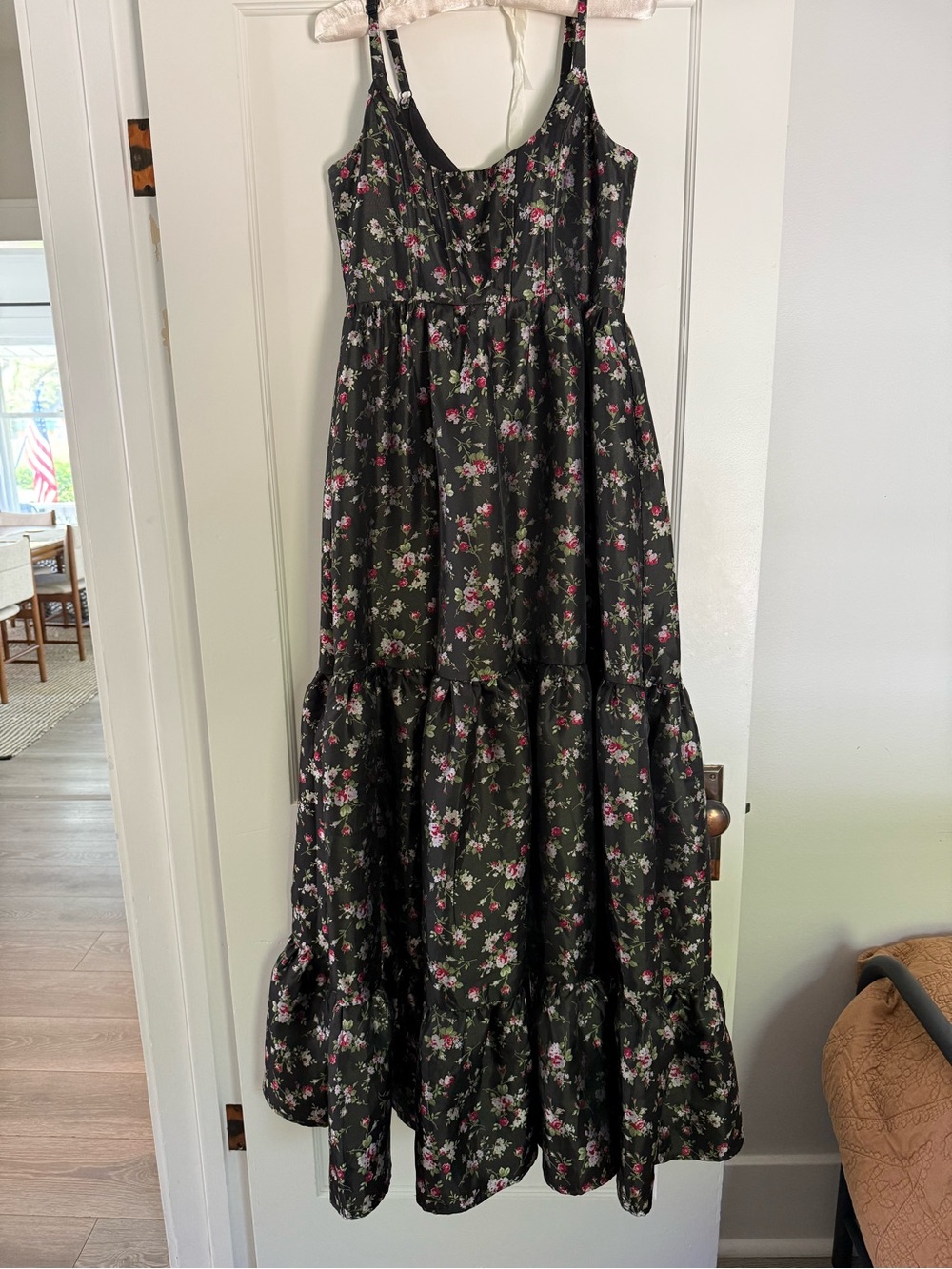 Lulu’s Avalie Black Floral Tiered Bustier Maxi Dress - Picture 2 of 6